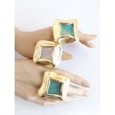 Square Ring, Iridescent Ring, Gold 